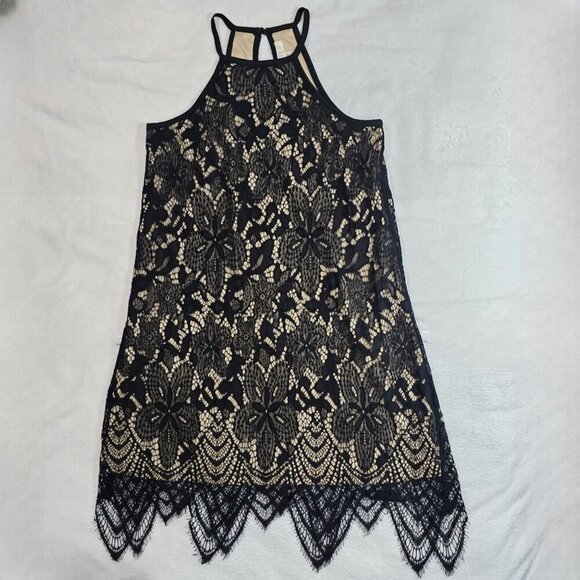 Love FIRE Black Lace Halter Dress – Keyhole Back, Scalloped Hem – Size M – NWOT - Picture 10 of 15